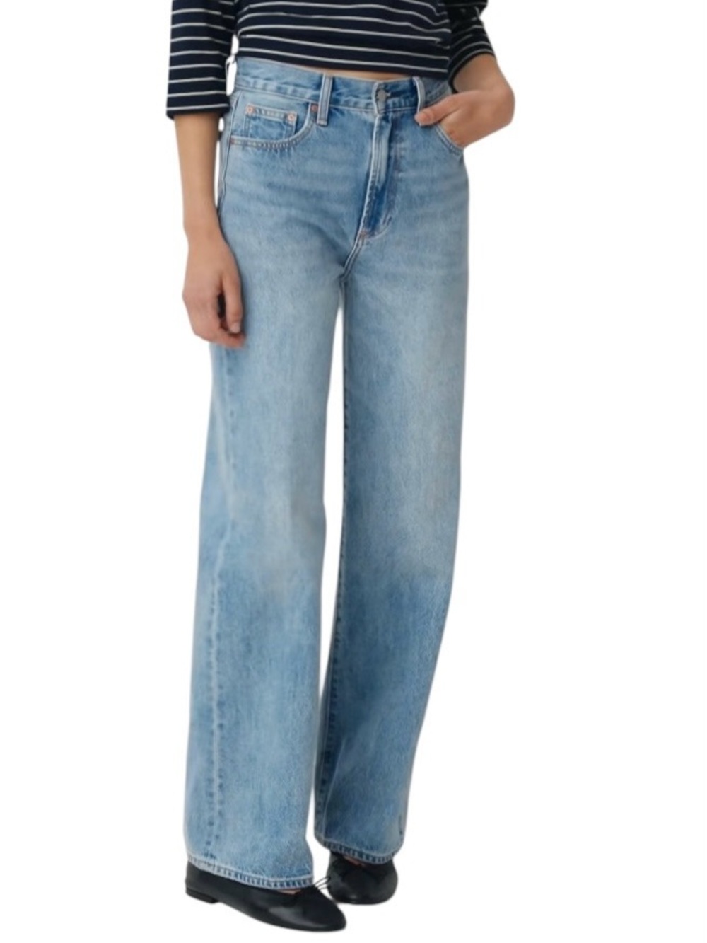 Size 30 Denim Forum The Farrah Hi-Rise Wide Blue Jean Jeans Pants